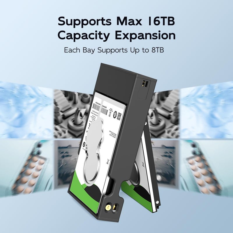 MAIWO حاوية RAID للقرص الصلب MAIWO مزدوجة الفتحة لقرص SSD/HDD SATA بحجم 2.5 بوصة، USB 3.1 GEN 2 بسرعة 10Gbps مع UASP، RAID 0/1/JBOD/PM، سعة 16TB، علبة قارئ القرص الصلب الخارجية من الألمنيوم - Image 5